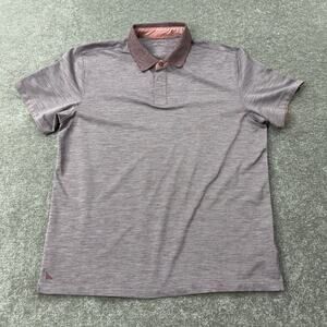 Untuckit Mens Polo Shirt Heathered Pink Regular Fit Collared Short Sleeve‎ Large